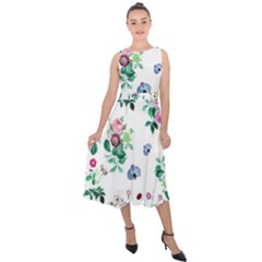 Leaves Midi Tie-back Chiffon Dress by Sobalvarro