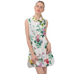 Leaves Sleeveless Shirt Dress by Sobalvarro