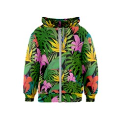Tropical Greens Kids  Zipper Hoodie by Sobalvarro