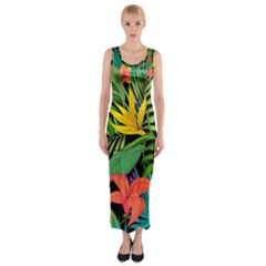 Tropical Greens Fitted Maxi Dress by Sobalvarro