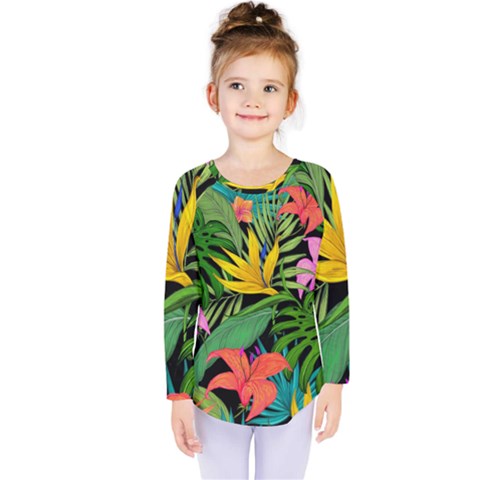 Tropical Greens Kids  Long Sleeve Tee by Sobalvarro