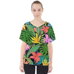 Tropical Greens V-neck Dolman Drape Top by Sobalvarro