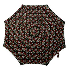 Vintage Hippie Girl Pattern Black Hook Handle Umbrellas (large) by snowwhitegirl
