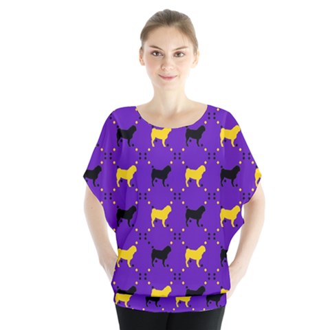 Elegant Pugs Batwing Chiffon Blouse by ElegantGP