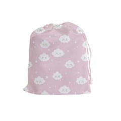 Kawaii Cloud Pattern Drawstring Pouch (large) by Valentinaart