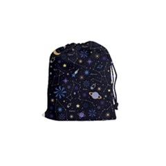 Starry Night  Space Constellations  Stars  Galaxy  Universe Graphic  Illustration Drawstring Pouch (small) by Vaneshart