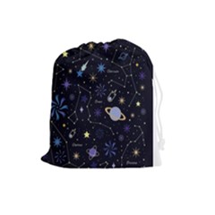 Starry Night  Space Constellations  Stars  Galaxy  Universe Graphic  Illustration Drawstring Pouch (large) by Vaneshart
