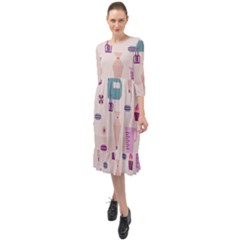 Seamless Bakery Vector Pattern Ruffle End Midi Chiffon Dress by Vaneshart