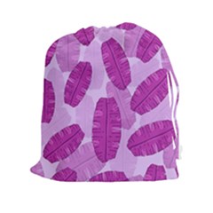 Exotic Tropical Leafs Watercolor Pattern Drawstring Pouch (2xl) by Vaneshart
