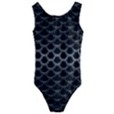 Black Metallic Hexagon Mesh Pattern Background Kids  Cut-Out Back One Piece Swimsuit View1