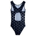 Black Metallic Hexagon Mesh Pattern Background Kids  Cut-Out Back One Piece Swimsuit View2