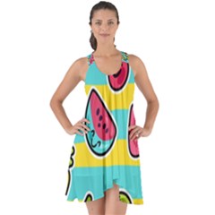 Summer Fruits Patterns Show Some Back Chiffon Dress by Vaneshart