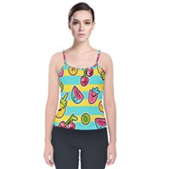 Summer Fruits Patterns Velvet Spaghetti Strap Top by Vaneshart