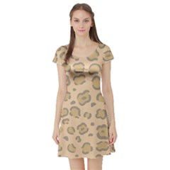 Leopard Print Short Sleeve Skater Dress by Sobalvarro