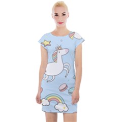 Unicorn Seamless Pattern Background Vector Cap Sleeve Bodycon Dress by Sobalvarro