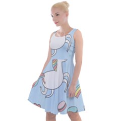 Unicorn Seamless Pattern Background Vector Knee Length Skater Dress by Sobalvarro