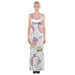Unicorn Seamless Pattern Background Vector (1) Thigh Split Maxi Dress by Sobalvarro
