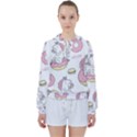 Unicorn Seamless Pattern Background Vector (1) Women s Tie Up Sweat View1