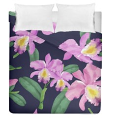 Vector Hand Drawn Orchid Flower Pattern Duvet Cover Double Side (queen Size) by Sobalvarro