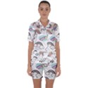 Cute Unicorns With Magical Elements Vector Satin Short Sleeve Pyjamas Set View1