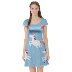 Unicorn Seamless Pattern Background Vector (2) Short Sleeve Skater Dress by Sobalvarro