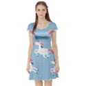 Unicorn Seamless Pattern Background Vector (2) Short Sleeve Skater Dress View1