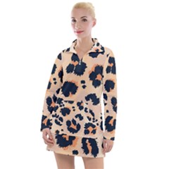 Leopard Pattern Funny Drawing Seamless Pattern Women s Long Sleeve Casual Dress by Vaneshart