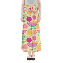 Seamless Pattern With Fruit Vector Illustrations Gift Wrap Design Full Length Maxi Skirt by Vaneshart