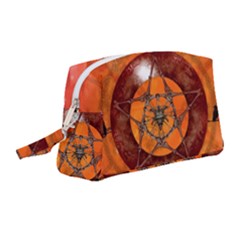 Awesome Skull On A Pentagram With Crows Wristlet Pouch Bag (medium) by FantasyWorld7
