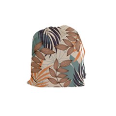Trend Abstract Seamless Pattern With Colorful Tropical Leaves Plants Beige Drawstring Pouch (medium) by Vaneshart
