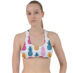 Tropic Fruit Pineapple Seamless Pattern Design Vector Illustration Criss Cross Racerback Sports Bra by Vaneshart