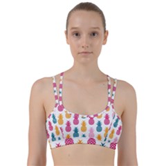 Tropic Fruit Pineapple Seamless Pattern Design Vector Illustration Line Them Up Sports Bra by Vaneshart