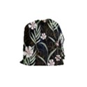 Trending Abstract Seamless Pattern With Colorful Tropical Leaves Plants Black Background Drawstring Pouch (Medium) View1