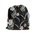Trending Abstract Seamless Pattern With Colorful Tropical Leaves Plants Black Background Drawstring Pouch (XL) View1