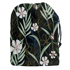 Trending Abstract Seamless Pattern With Colorful Tropical Leaves Plants Black Background Drawstring Pouch (3xl) by Vaneshart