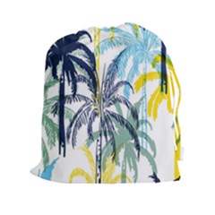 Colorful Summer Palm Trees White Forest Background Drawstring Pouch (2xl) by Vaneshart