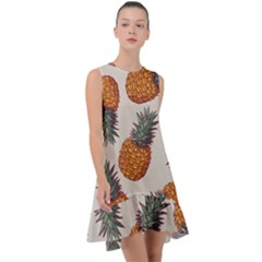 Seamless Pattern With Vector Illustrations Pineapples Frill Swing Dress by Vaneshart