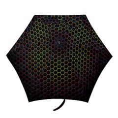 Dark Hexagon With Light Fire Background Mini Folding Umbrellas by Vaneshart