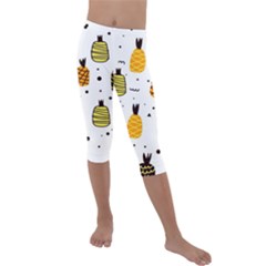 Pineapples Kids  Lightweight Velour Capri Leggings  by Sobalvarro