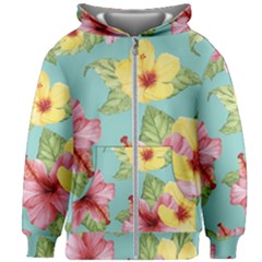 Hibiscus Kids  Zipper Hoodie Without Drawstring by Sobalvarro