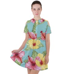 Hibiscus Short Sleeve Shoulder Cut Out Dress  by Sobalvarro