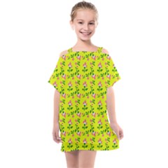 Carnation Pattern Yellow Kids  One Piece Chiffon Dress by snowwhitegirl