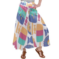 Icecream Pattern Pastel Sumer Satin Palazzo Pants by Vaneshart
