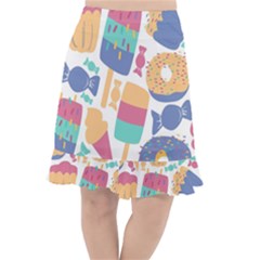 Icecream Pattern Pastel Sumer Fishtail Chiffon Skirt by Vaneshart
