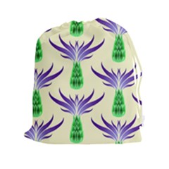 Thistles Purple Flora Flowering Drawstring Pouch (2xl) by Vaneshart