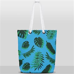 Tropical Leaves Nature Full Print Rope Handle Tote (small) by Vaneshart