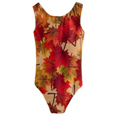 Wallpaper Background Autumn Fall Kids  Cut-out Back One Piece Swimsuit by Vaneshart