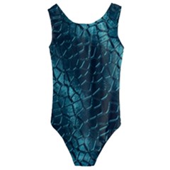Texture Glass Network Glass Blue Kids  Cut-out Back One Piece Swimsuit by Vaneshart