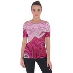 Liquid Marble Trending Abstract Paint Shoulder Cut Out Short Sleeve Top by Vaneshart