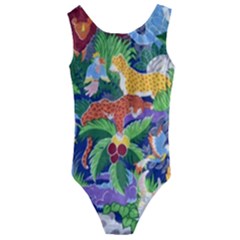 Animated Safari Animals Background Kids  Cut-out Back One Piece Swimsuit by Vaneshart